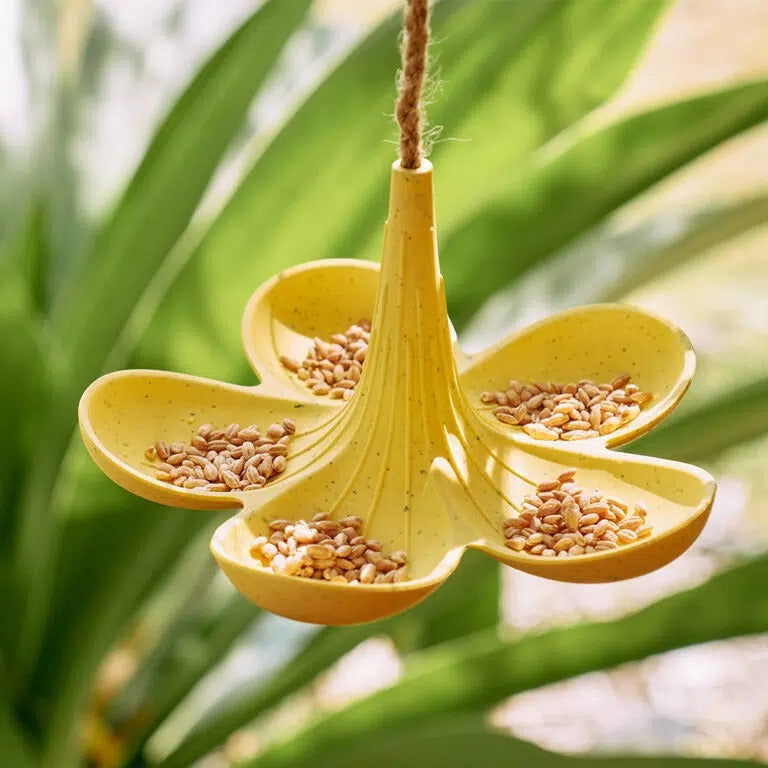 Bamboo Bird Feeder - Yellow - - TORA Gardens
