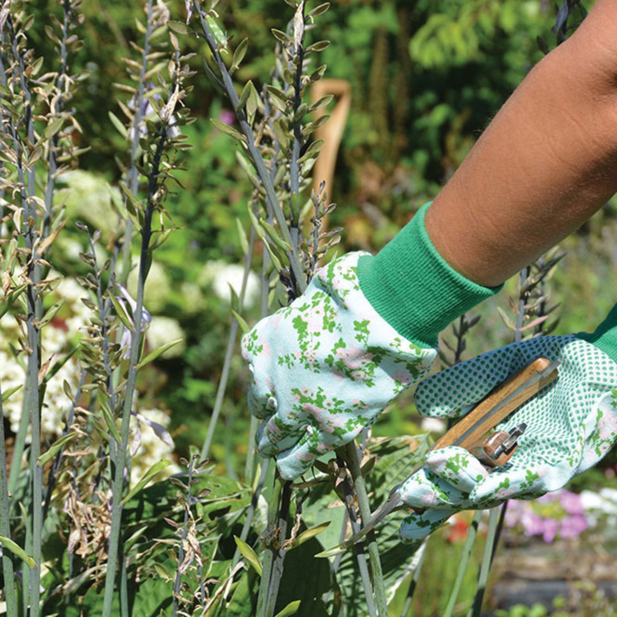 Rose Print Garden Glove - Blue - - TORA Gardens