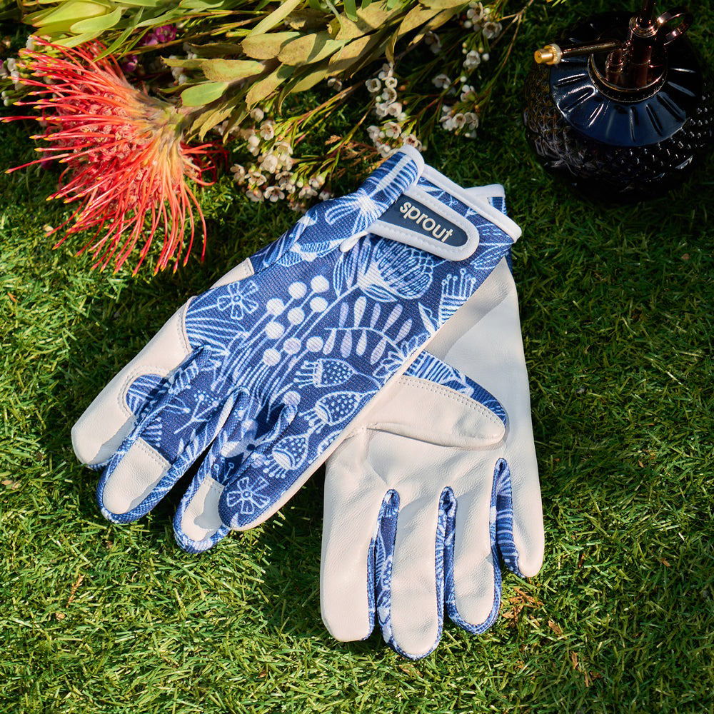 SPROUT Goat Skin Gloves - Navy Natives - TORA Gardens 
